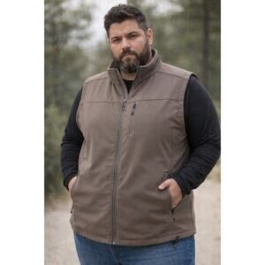 Solaris Men’s XXL Softshell Vest Fleece Lined Outdoor Hiking Taupe Full Zip
